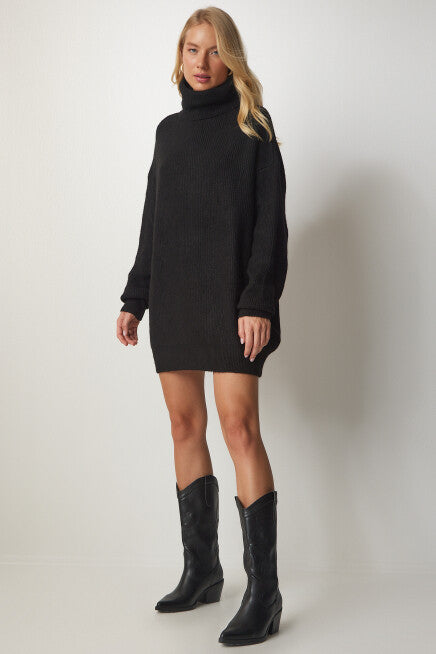 WOOL BLEND HIGH NECK KNIT SWEATER