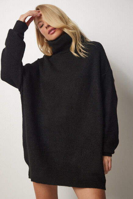 WOOL BLEND HIGH NECK KNIT SWEATER