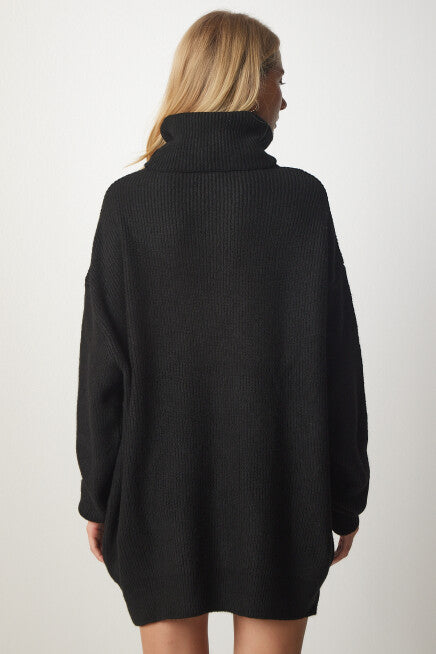 WOOL BLEND HIGH NECK KNIT SWEATER