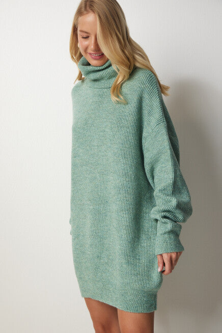 WOOL BLEND HIGH NECK KNIT SWEATER