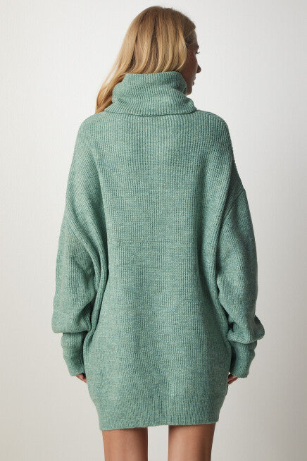 WOOL BLEND HIGH NECK KNIT SWEATER