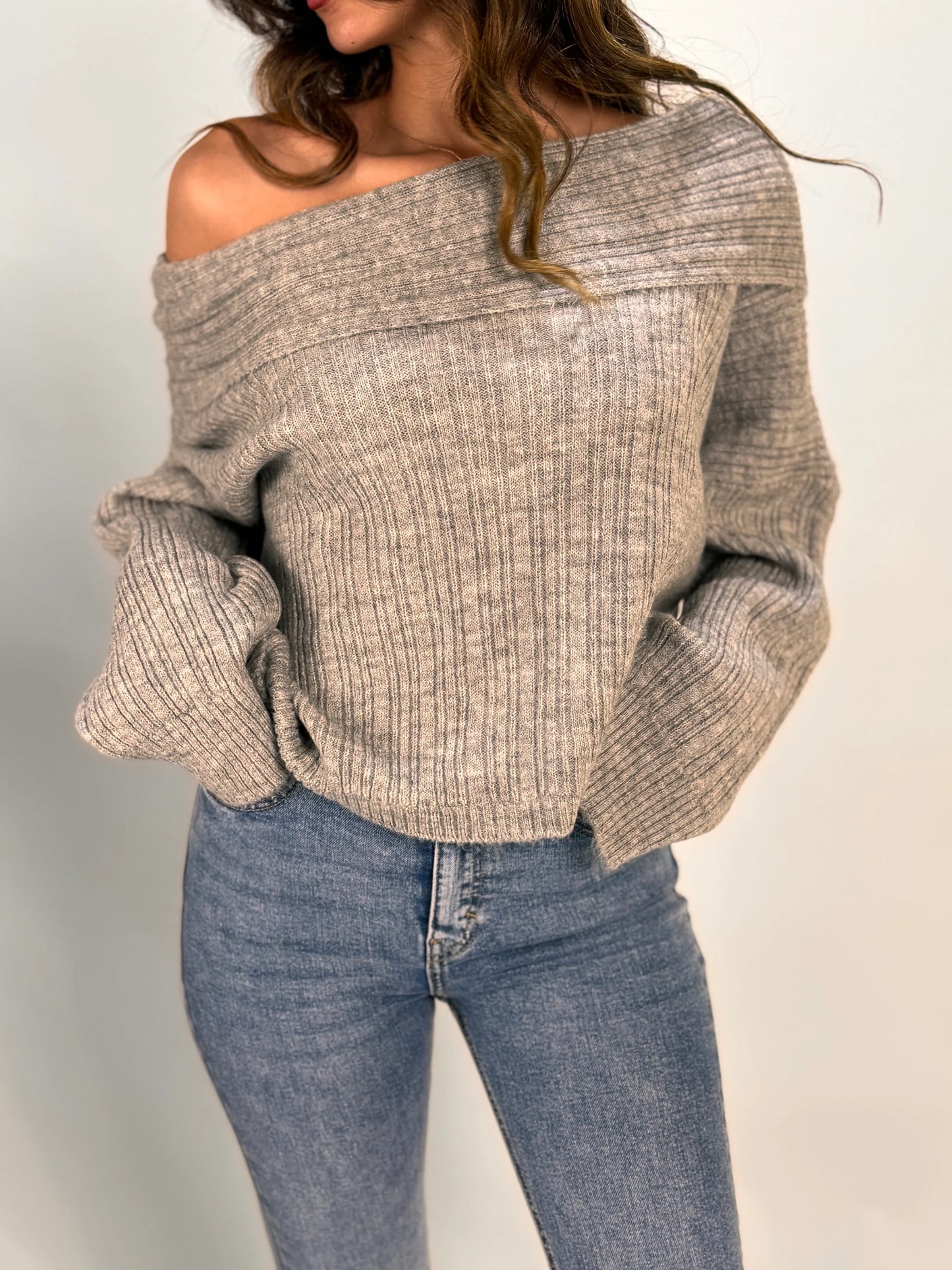 Wrap Off-Shoulders Sweater