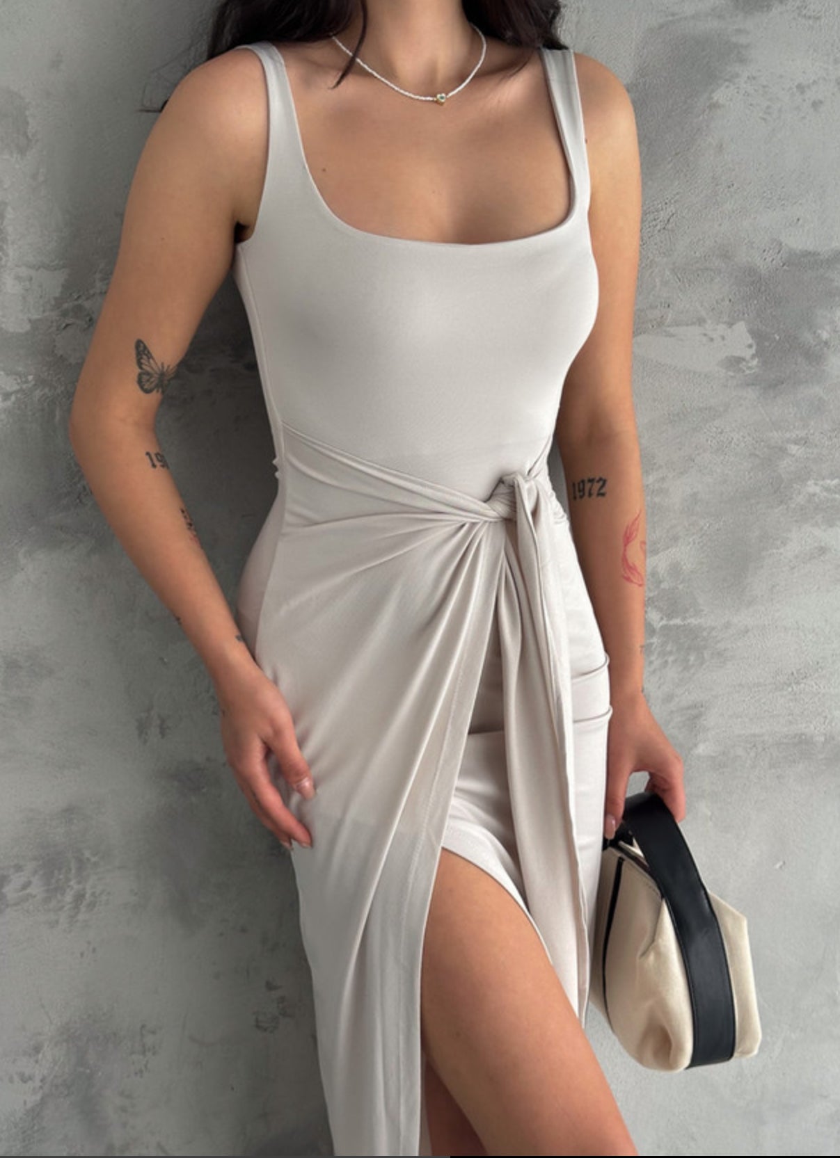 Sleek Twist Midi Dress