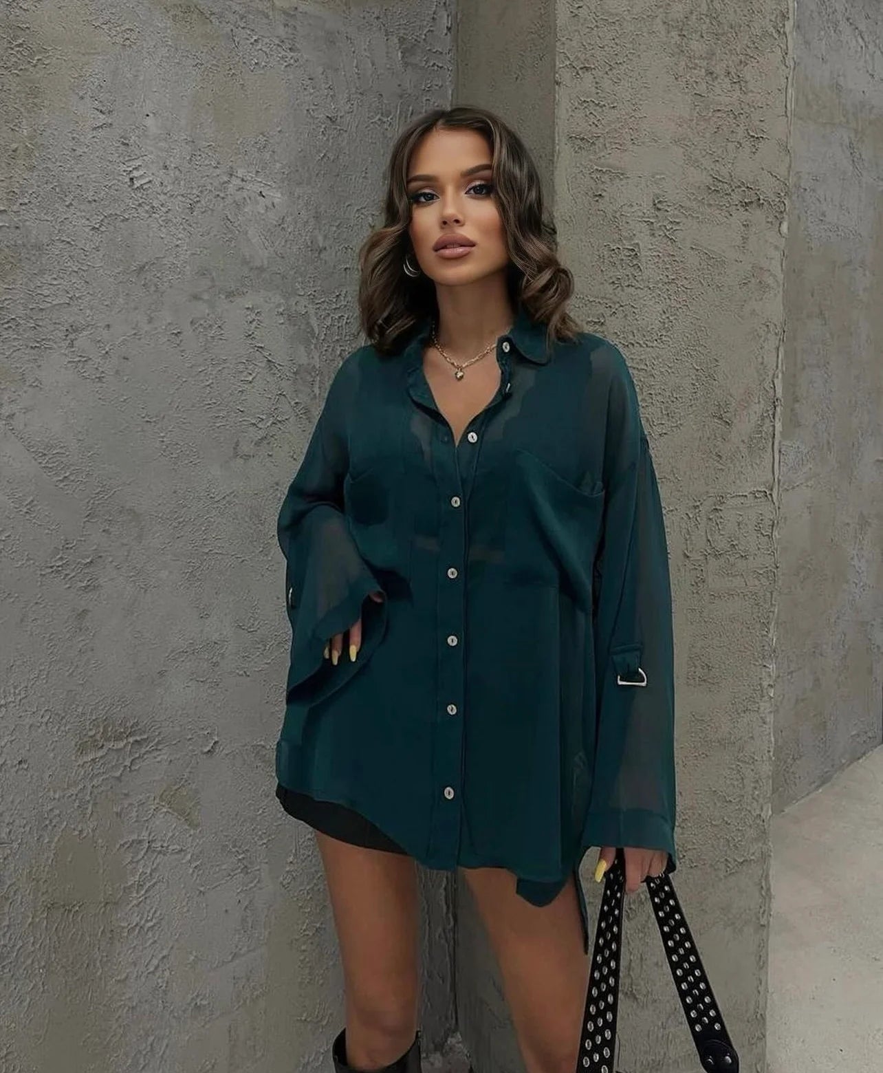 Chiffon Green Shirt