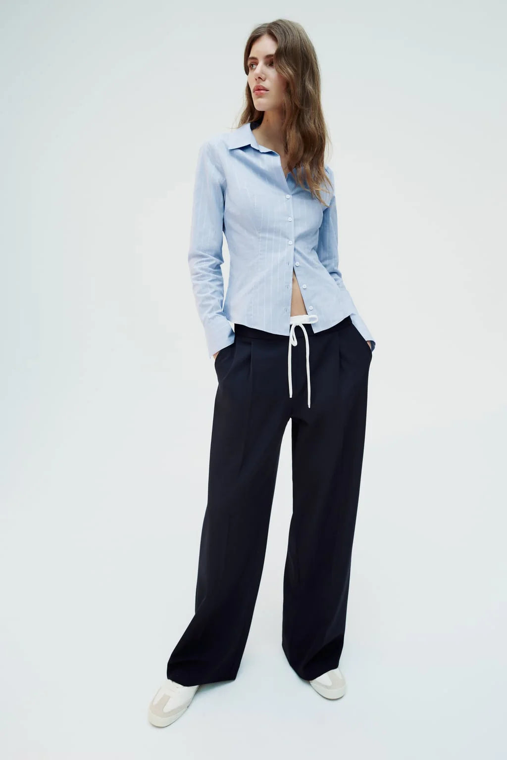 WIDE-LEG TROUSERS WITH DOUBLE WAISTBAND