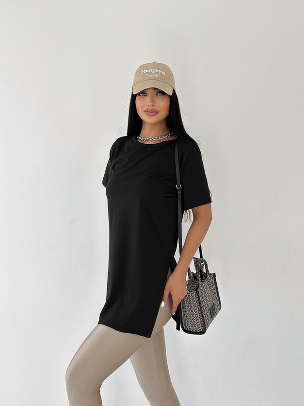 Original Round Neck Slit T-Shirt