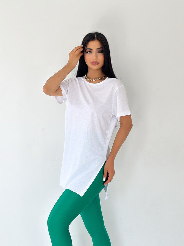 Original Round Neck Slit T-Shirt