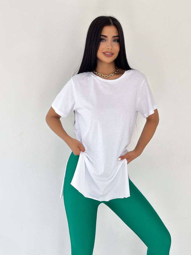 Original Round Neck Slit T-Shirt