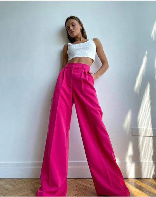 High Waisted Wide Leg Trouser