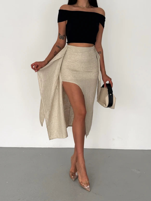 Wrap Linen Skirt