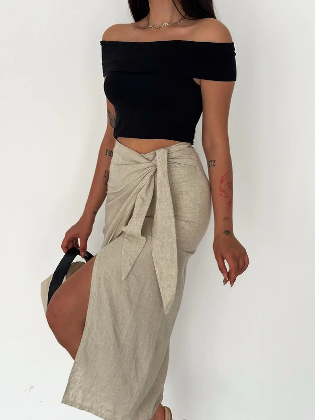 Wrap Linen Skirt