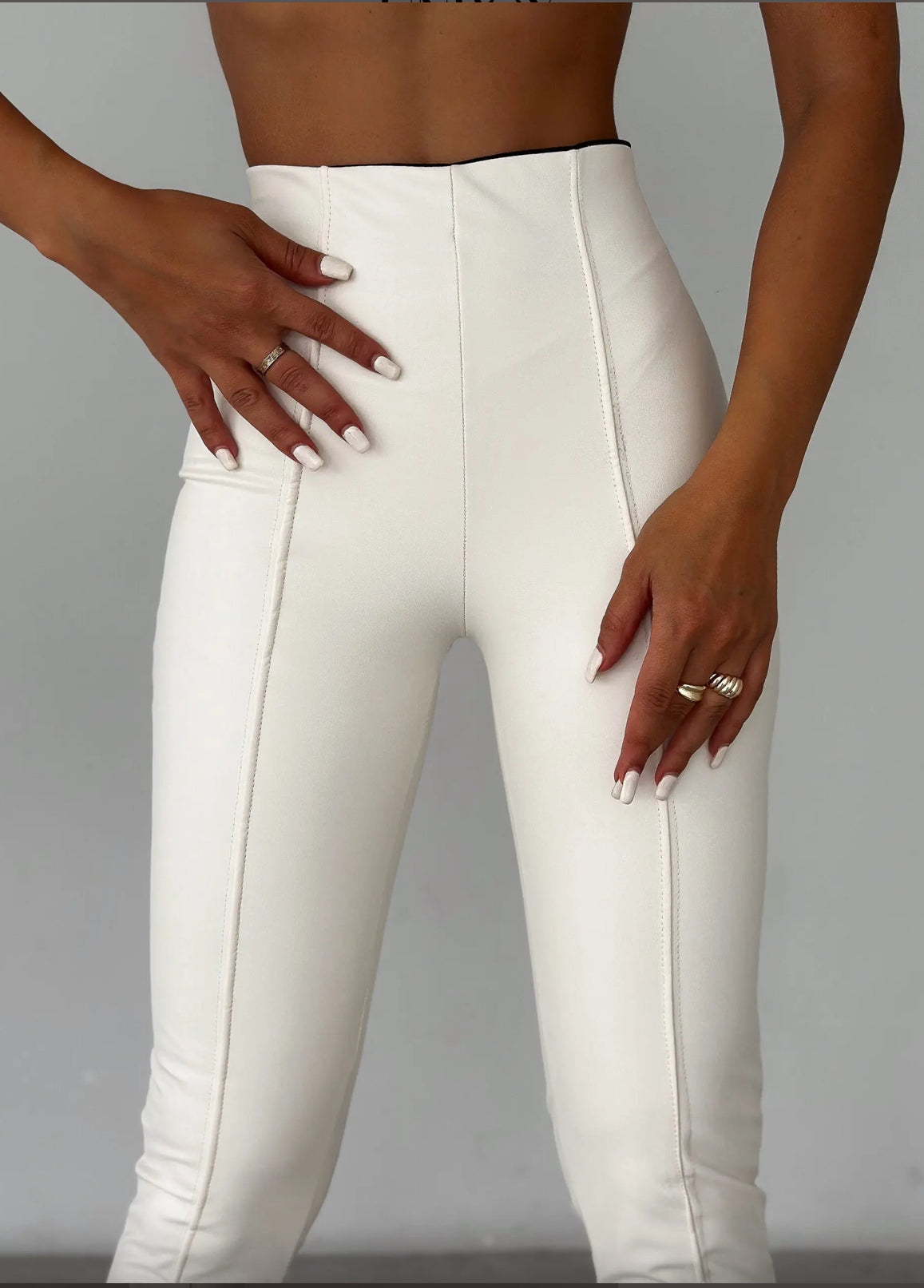 Front Slit Thermal Leather Leggings