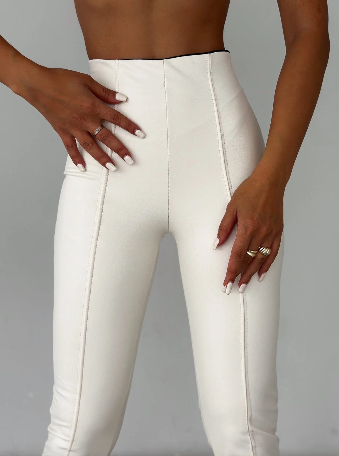 Front Slit Thermal Leather Leggings