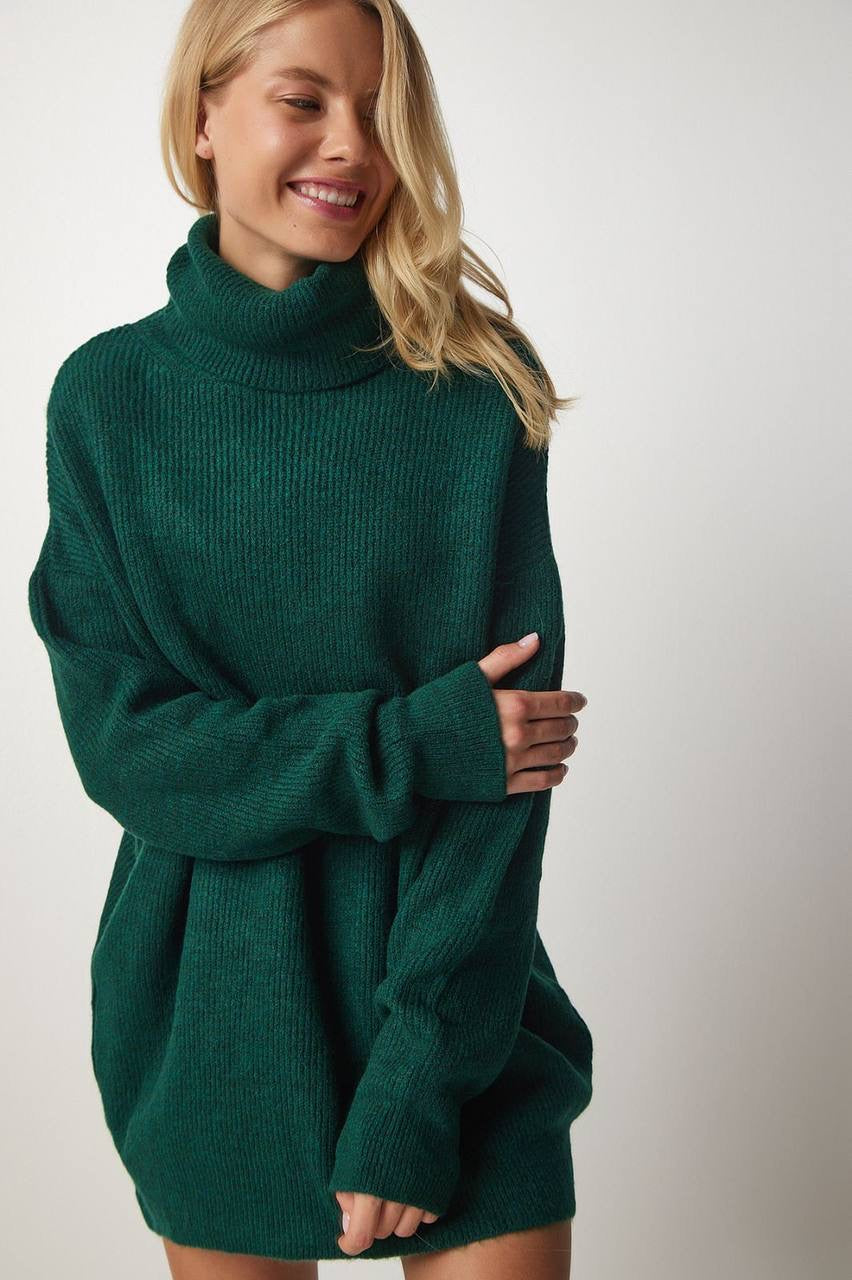 WOOL BLEND HIGH NECK KNIT SWEATER