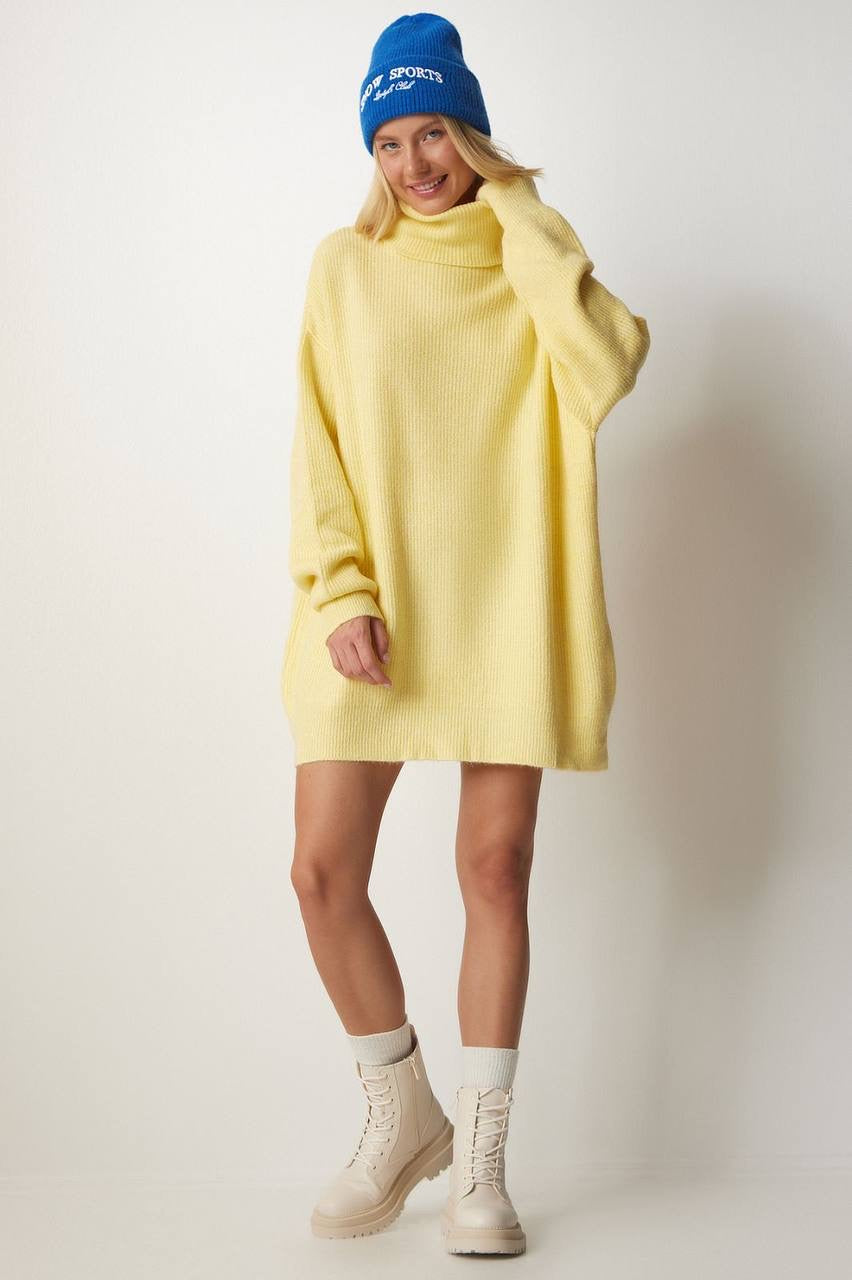 WOOL BLEND HIGH NECK KNIT SWEATER