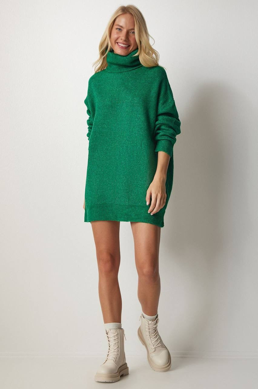 WOOL BLEND HIGH NECK KNIT SWEATER