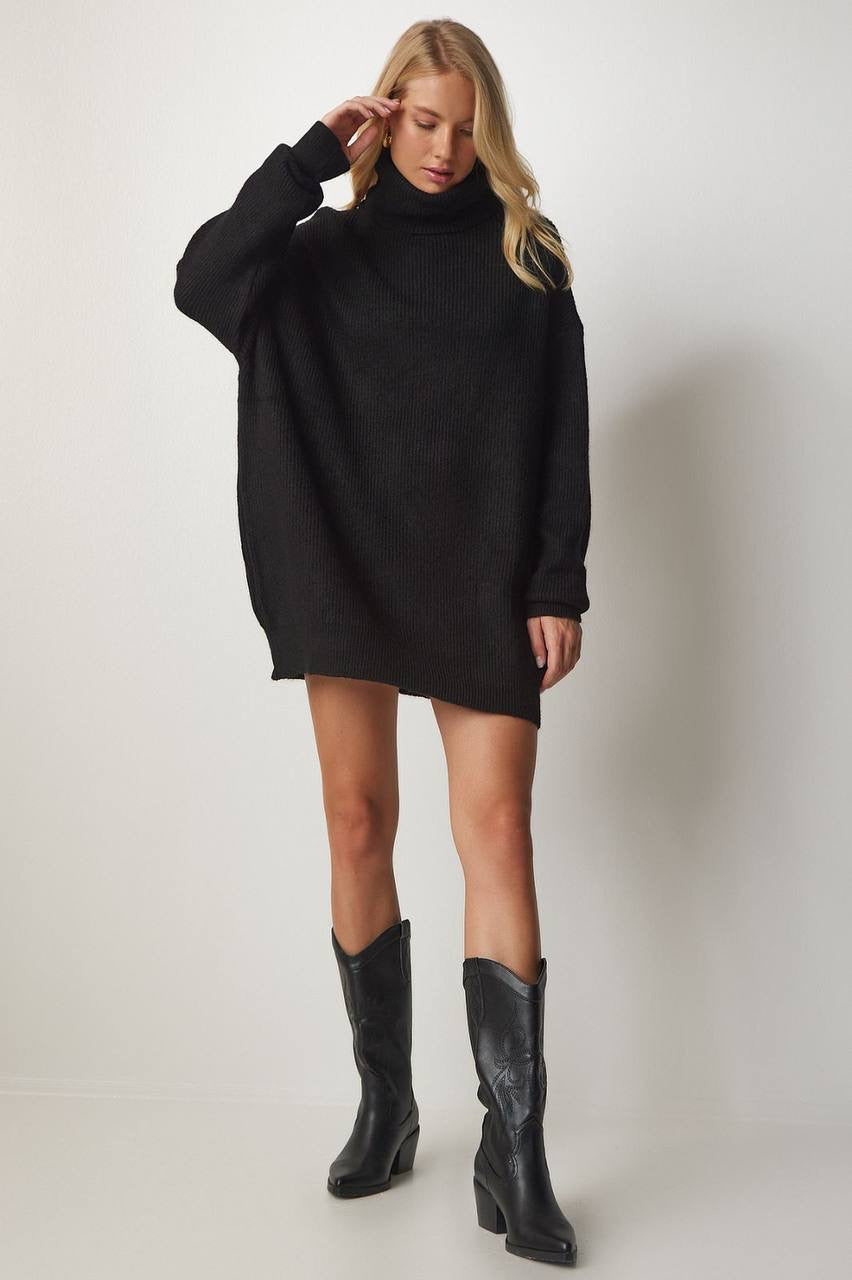 WOOL BLEND HIGH NECK KNIT SWEATER