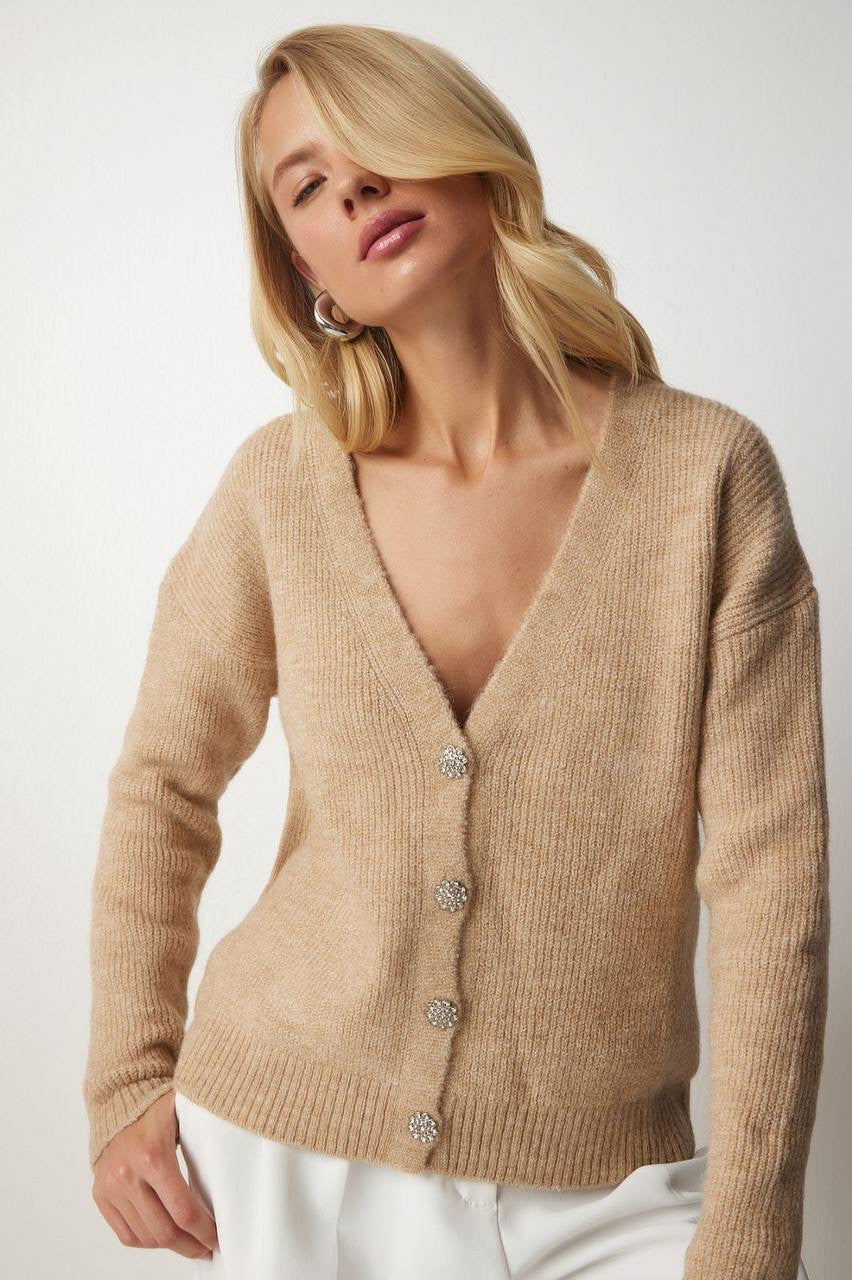 SOFT WOOL BLEND KNIT CARDIGAN