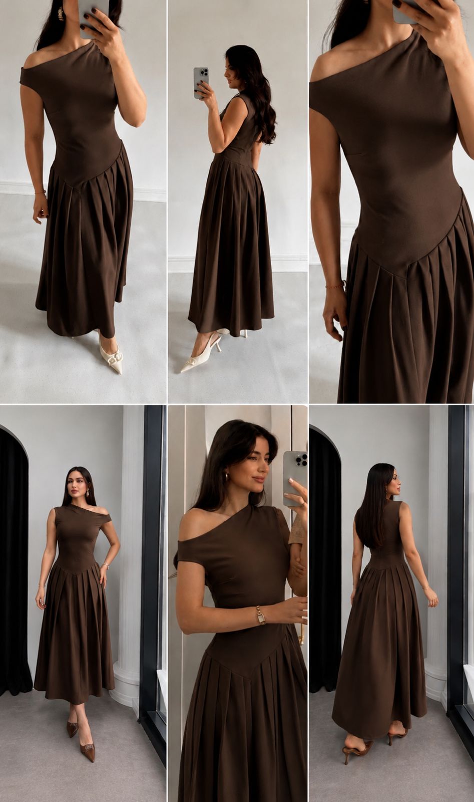 Off-Shoulder Pleated Maxi Dress