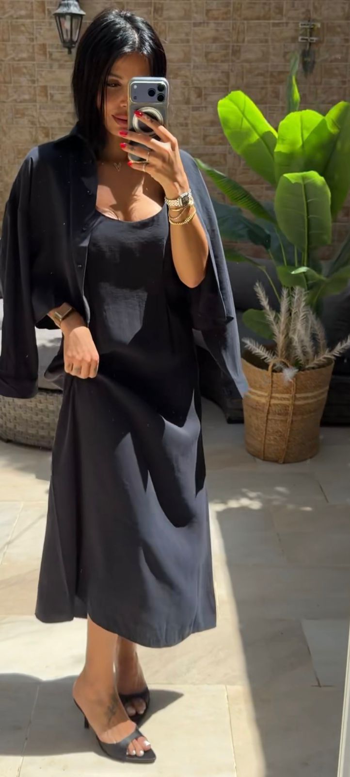 Linen Layered Midi Dress Set