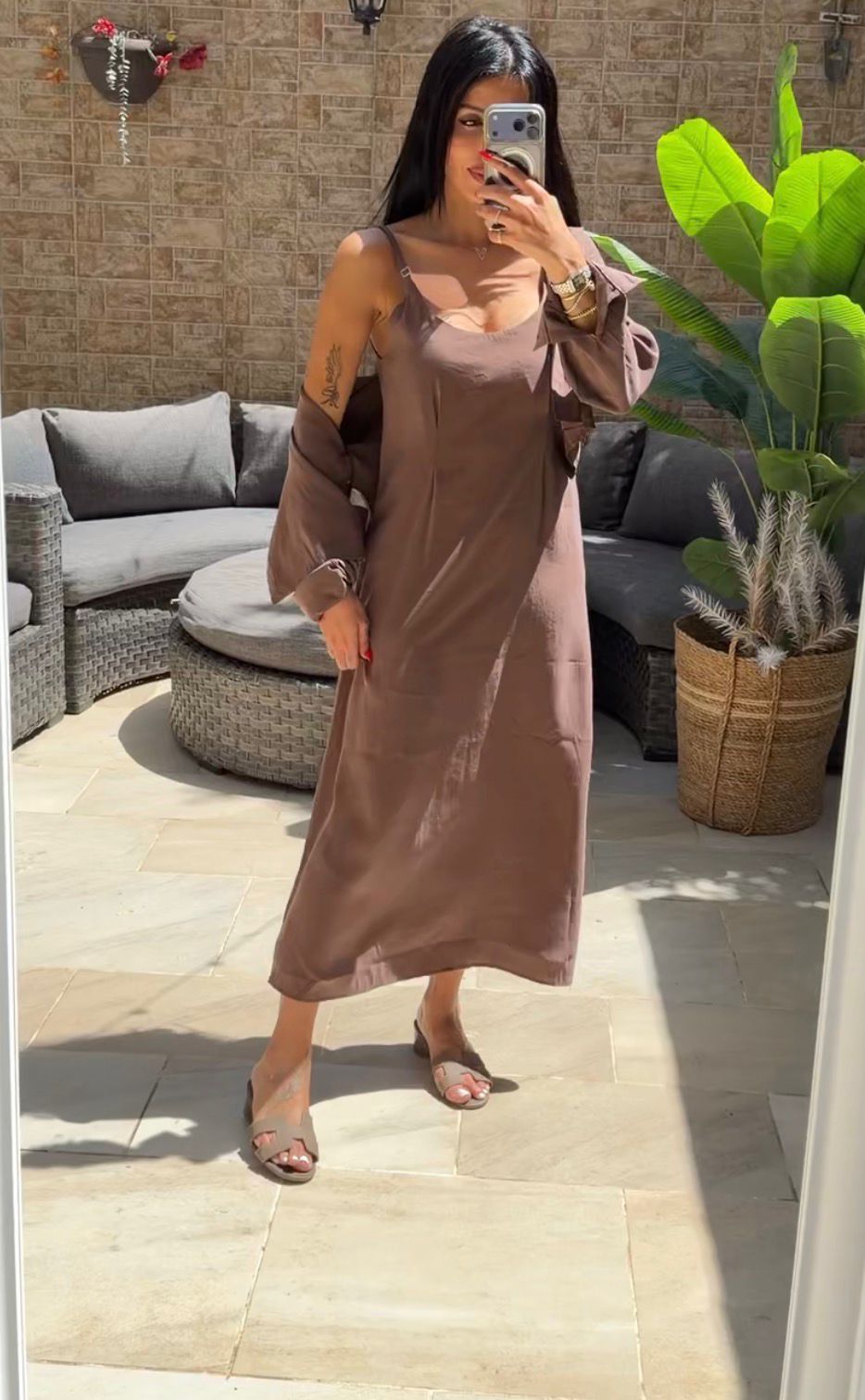 Linen Layered Midi Dress Set