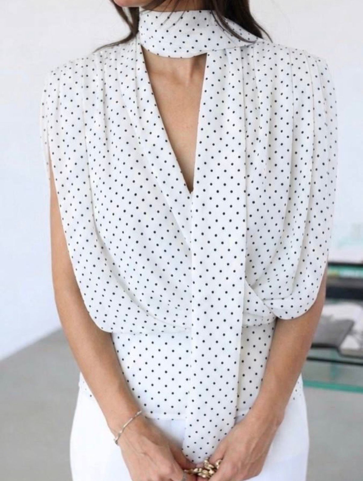 Polka Dot Wrap Top