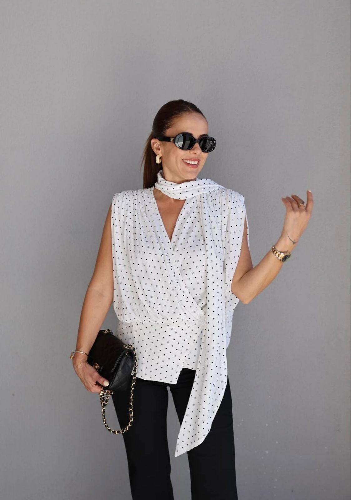 Polka Dot Wrap Top